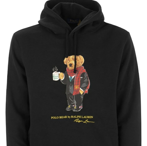 Fleece Hoodie Black Men Polo Bear Hoodie Polo Ralph Lauren Polo